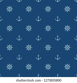 Seamless sea pattern with weels and  anchors