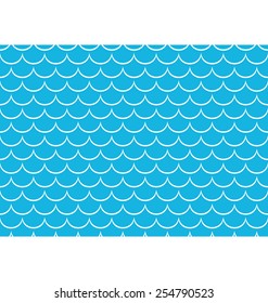 Seamless sea pattern White scales on blue background