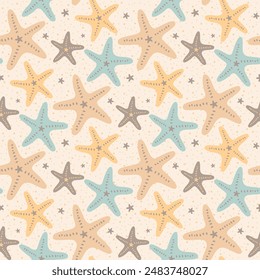 seamless seamless sea star, starfish pattern and background vector illustration