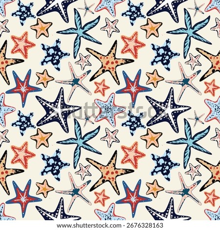 seamless seamless sea star, starfish pattern and Sea ocean star fishes seamless pattern background for packaging and decoration illustration.
