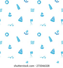 Seamless of sea subject and symbols