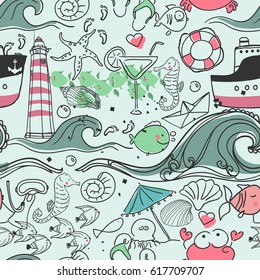 seamless sea theme pattern