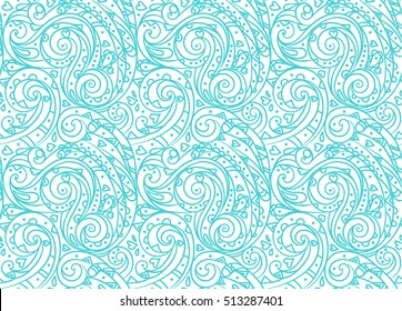 Seamless sea vector blue wave line pattern, sea background. Adult Coloring pages.