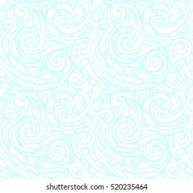 Seamless sea vector blue wave line pattern, repeat background