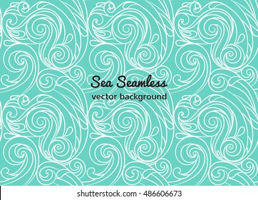 Seamless sea vector wave line pattern, curl ethnic background. Adult Coloring pages.