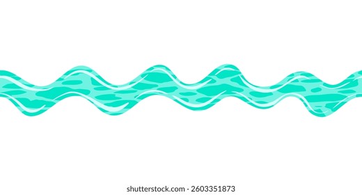 Seamless sea wave brush. Repeatable pattern for borders, backgrounds, or design elements. Light blue and white. Vector illustration. 