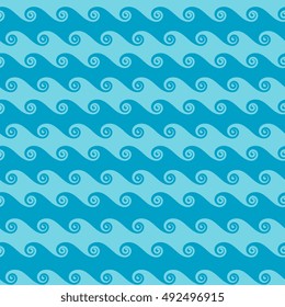 Seamless sea wave vector abstract pattern. Ocean water swirl waves illustration