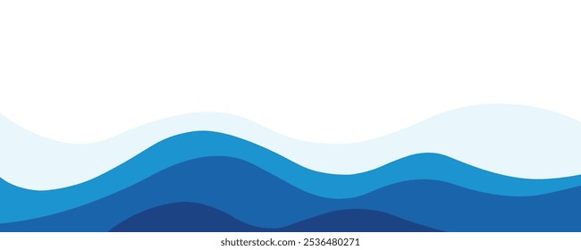 Seamless sea waves layered vector background. Blue ocean waves. Water wave pattern design.