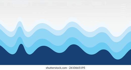 Seamless sea waves layered vector background. Blue ocean waves. Water wave pattern design.