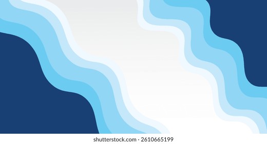 Seamless sea waves layered vector background. Blue ocean waves. Water wave pattern design.