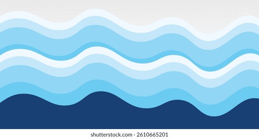 Seamless sea waves layered vector background. Blue ocean waves. Water wave pattern design.