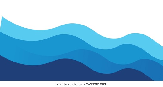Seamless sea waves layered vector background. Blue ocean waves. Water wave pattern design.