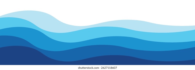 Nahtlose Meereswellen auf Vektorhintergrund. Blaue Ozeanwellen. Design des Wasserwellenmusters.
