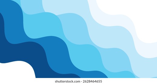 Seamless sea waves layered vector background. Blue ocean waves. Water wave pattern design.
