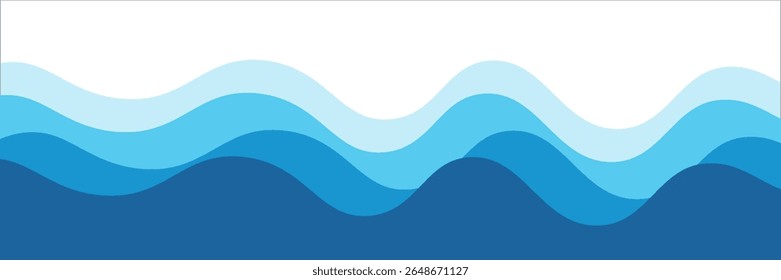 Seamless sea waves layered vector background. Blue ocean waves. Water wave pattern design.vector