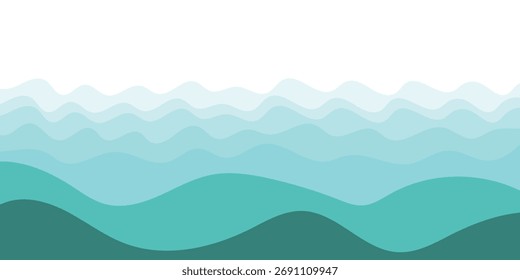 Seamless sea waves layered vector background. Blue ocean waves. Water wave pattern design.