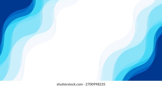 Seamless sea waves layered vector background. Blue ocean waves. Water wave pattern design.