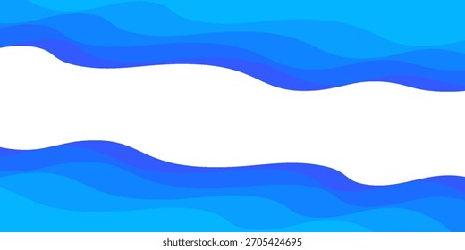Seamless sea waves layered vector background. Blue ocean waves. Water wave pattern design.