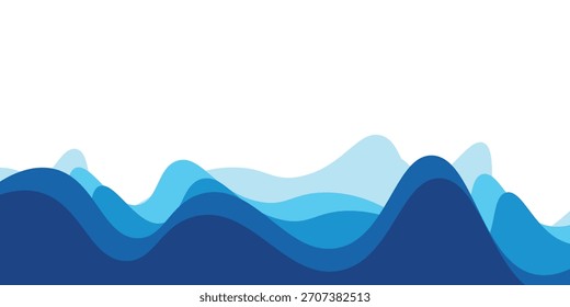 Nahtlose Meereswellen auf Vektorhintergrund. Blaue Ozeanwellen. Design des Wasserwellenmusters.