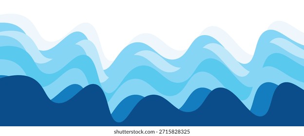 Ondas marinhas sem costura fundo vetorial em camadas. Ondas azuis do oceano. Projeto padrão de onda de água. moderno. vetor. eps10