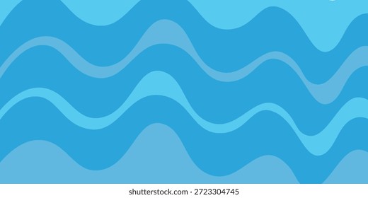 Las olas de mar sin fisuras en capas de Vector de fondo. Olas azules del océano. Diseño de patrón de onda de agua.