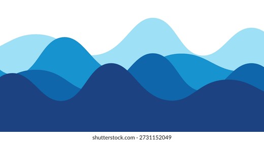 Fundo vetorial em camadas de ondas do mar sem costura. Ondas azuis do oceano. Design de padrão de onda de água.