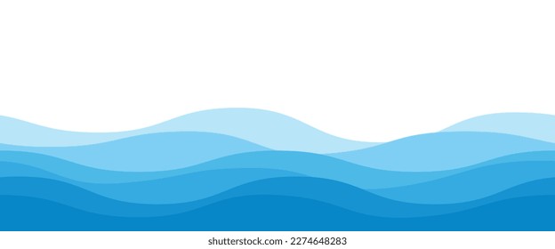 Seamless sea waves pattern. Water wave abstract design. Blue ocean wave layer