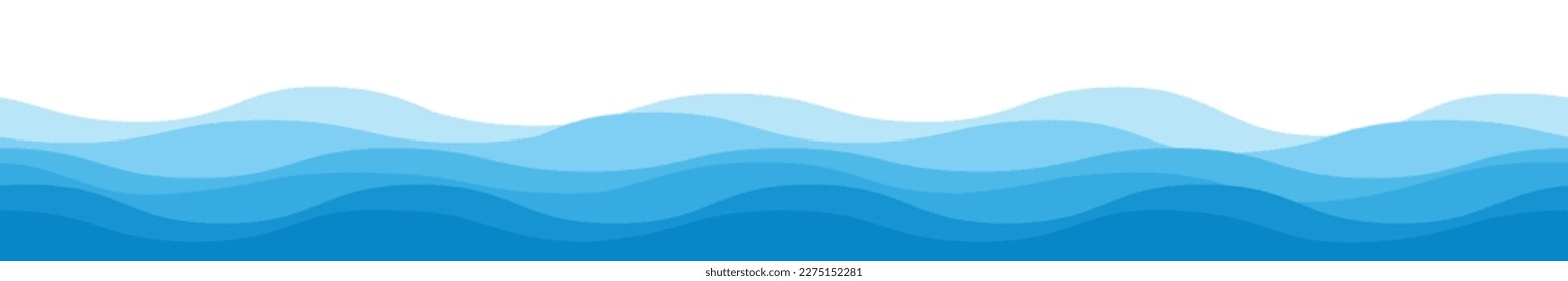 Seamless sea waves pattern. Water wave abstract design. Blue ocean wave layer