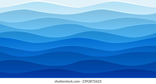 Seamless sea waves pattern. Water wave abstract design. Blue ocean wave layer