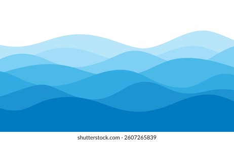 Seamless sea waves pattern. Water wave abstract design. Blue ocean wave layer