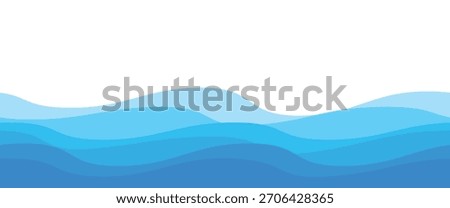 Seamless sea waves pattern. Water wave abstract design. Blue ocean wave layer