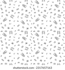Seamless seafood pattern. Drawn sea food background
