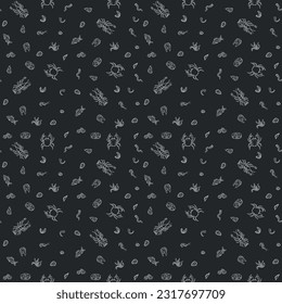 Seamless seafood pattern. Drawn sea food background