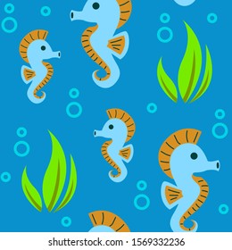 Seamless Seahorse Animal Pattern Vector Illustration EPS 10