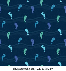 seamless seahorse pattern and background vector illustration