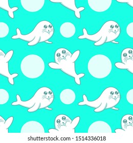Seamless Seal Animal Pattern. Vector Illustration EPS 10.