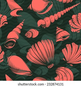 seamless seashell colorful pattern vector illustration