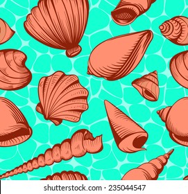 seamless seashell colorful pattern vector illustration