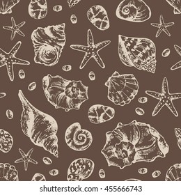 Seamless with seashell. hand drawn