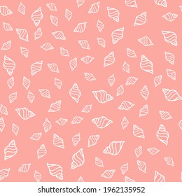 Seamless seashell ocean vector pattern. Repeat nautical shell background with summer elements. Trendy blush pink summer fashion print design. Modern illustration.