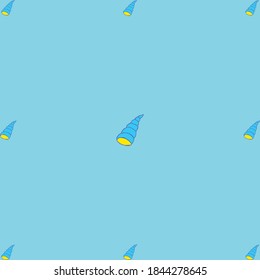 Seamless seashell pattern on the cyan background