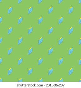 Seamless seashell pattern on the green background