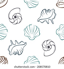 Seamless seashells pattern