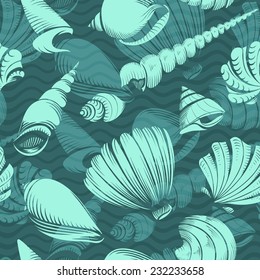 seamless seashells pattern vector illustration