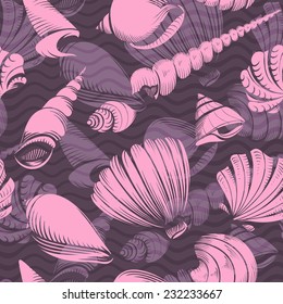 seamless seashells pattern vector illustration