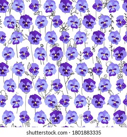 Nahtlose Jahreszeit Muster mit blauer Viola. Endlose Struktur für Blumensommer-Design mit Blumen