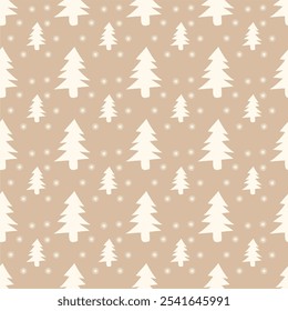 Seamless season winter Christmas and New Year pattern print wallpaper vector illustration with Christmas trees december holiday ornament simple and beautiful