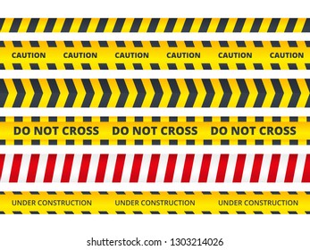 Seamless security stripe. Safety danger signs do not enter danger message police crime scene vector symbols