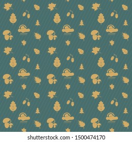 Seamless september october pattern with acorns and autumn oak leaves in two colors. Perfect for wallpaper, gift paper, pattern fills, web page background, autumn greeting cards.