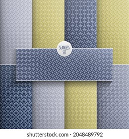 Seamless set of 8 abstract seamless patterns that maintain continuity when placed next to each other